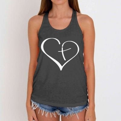 Christian Heart Jesus Cross Religious Gifts Christian Women's Knotted Racerback Tank