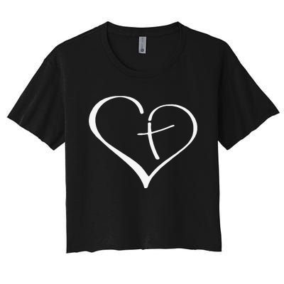 Christian Heart Jesus Cross Religious Gifts Christian Women's Crop Top Tee