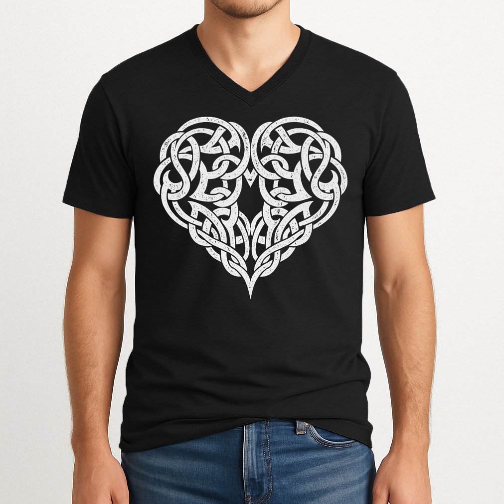 Celtic Heart Knot Tattoo V-Neck T-Shirt