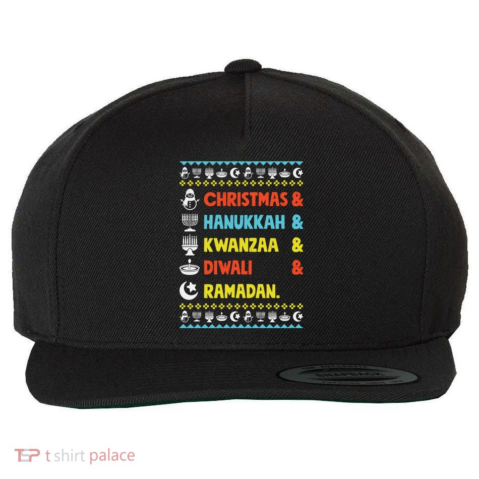 Christmas Hanukkah Kwanzaa Diwali Ramadan Funny Ugly Xmas Meaningful Gift Wool Snapback Cap