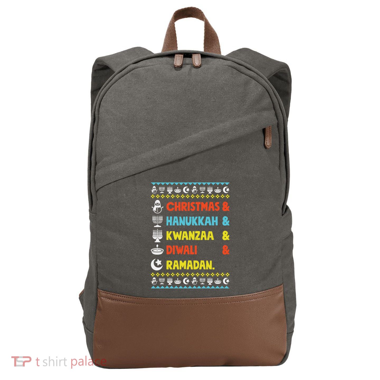 Christmas Hanukkah Kwanzaa Diwali Ramadan Funny Ugly Xmas Meaningful Gift Cotton Canvas Backpack