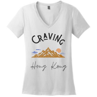 Craving Hong Kong Vintage Vacation Women's V-Neck T-Shirt