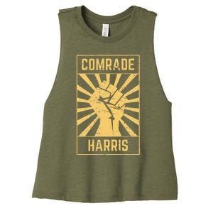 Comrade Harris Kamunism 2024 Communist Kamala Harris Women's Racerback Cropped Tank