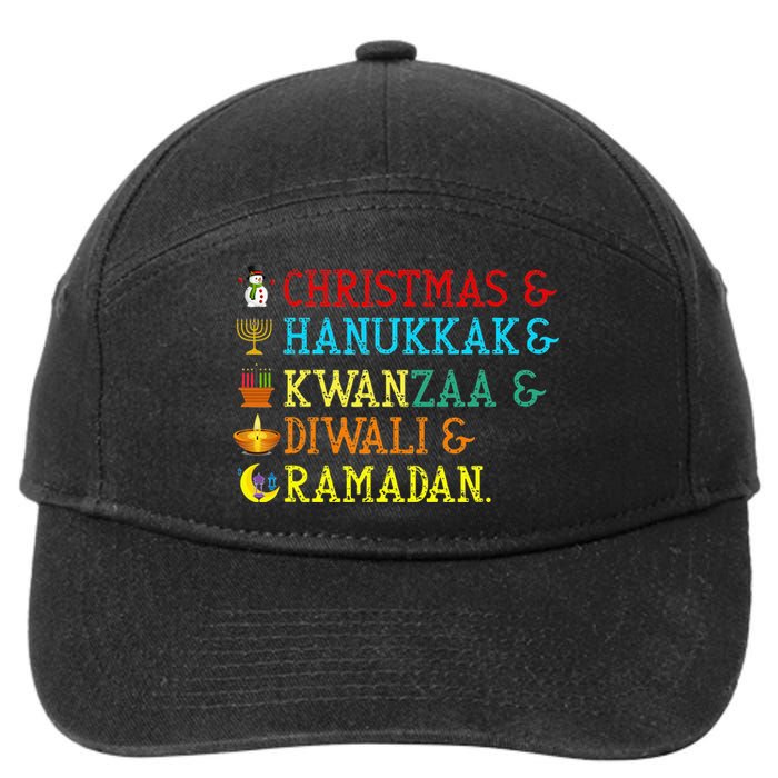 Christmas Hanukkah Kwanzaa Diwali Ramadan 7-Panel Snapback Hat