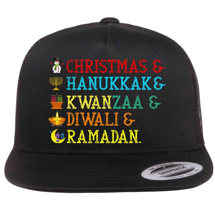 Christmas Hanukkah Kwanzaa Diwali Ramadan Flat Bill Trucker Hat