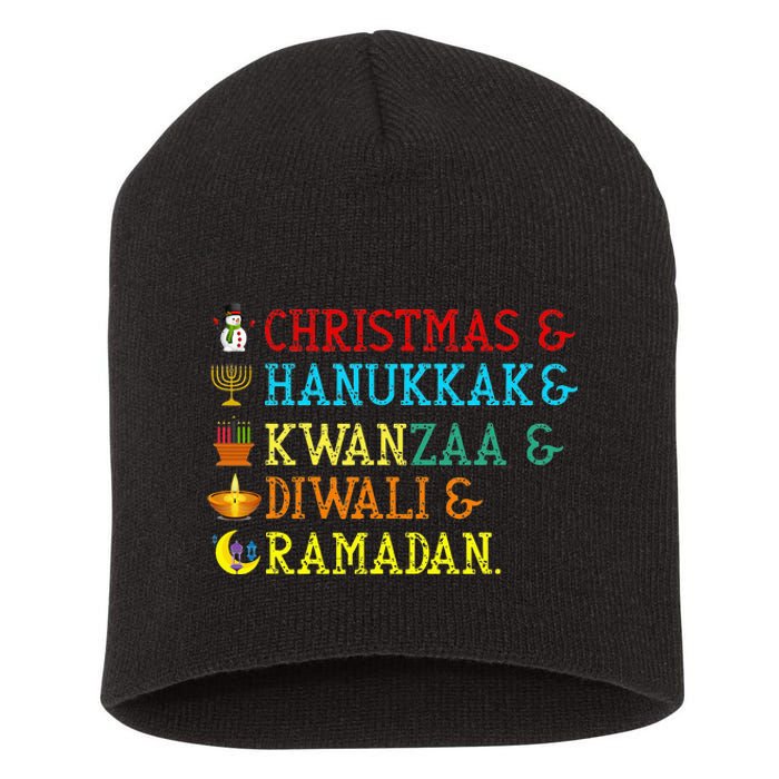 Christmas Hanukkah Kwanzaa Diwali Ramadan Short Acrylic Beanie