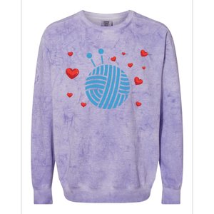 Crocheter Hearts Knitter Crocheting Lover Knit Yarn Knitting Funny Gift Colorblast Crewneck Sweatshirt