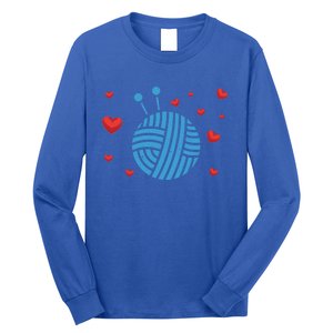 Crocheter Hearts Knitter Crocheting Lover Knit Yarn Knitting Funny Gift Long Sleeve Shirt