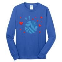 Crocheter Hearts Knitter Crocheting Lover Knit Yarn Knitting Funny Gift Tall Long Sleeve T-Shirt