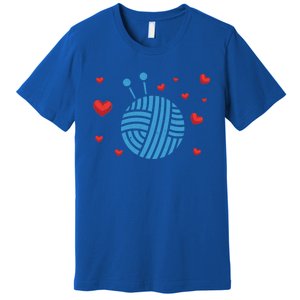 Crocheter Hearts Knitter Crocheting Lover Knit Yarn Knitting Funny Gift Premium T-Shirt