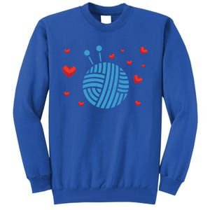 Crocheter Hearts Knitter Crocheting Lover Knit Yarn Knitting Funny Gift Tall Sweatshirt