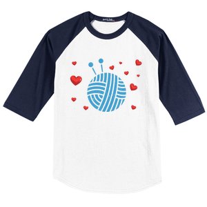 Crocheter Hearts Knitter Crocheting Lover Knit Yarn Knitting Funny Gift Baseball Sleeve Shirt