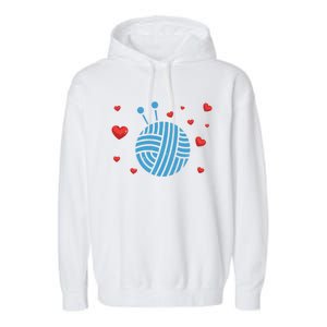 Crocheter Hearts Knitter Crocheting Lover Knit Yarn Knitting Funny Gift Garment-Dyed Fleece Hoodie