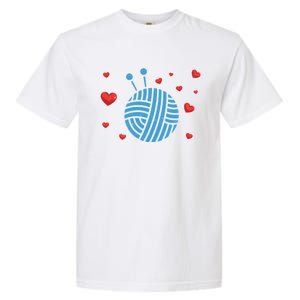 Crocheter Hearts Knitter Crocheting Lover Knit Yarn Knitting Funny Gift Garment-Dyed Heavyweight T-Shirt