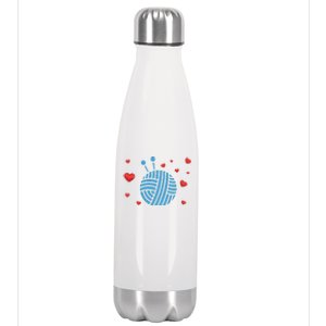 Crocheter Hearts Knitter Crocheting Lover Knit Yarn Knitting Funny Gift Stainless Steel Insulated Water Bottle