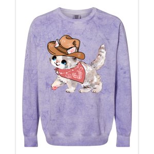 Cowboy Howdy Kitty Cute Cat Lover Western Trending Gift Idea Colorblast Crewneck Sweatshirt