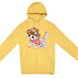 Cowboy Howdy Kitty Cute Cat Lover Western Trending Gift Idea Premium Pullover Hoodie