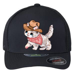 Cowboy Howdy Kitty Cute Cat Lover Western Trending Gift Idea Flexfit Unipanel Trucker Cap