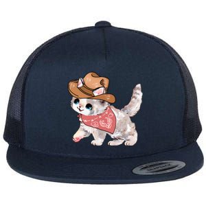 Cowboy Howdy Kitty Cute Cat Lover Western Trending Gift Idea Flat Bill Trucker Hat