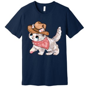 Cowboy Howdy Kitty Cute Cat Lover Western Trending Gift Idea Premium T-Shirt