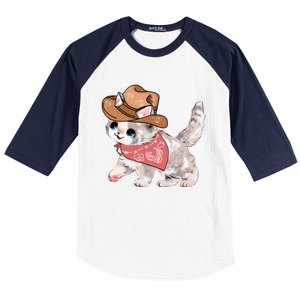 Cowboy Howdy Kitty Cute Cat Lover Western Trending Gift Idea Baseball Sleeve Shirt