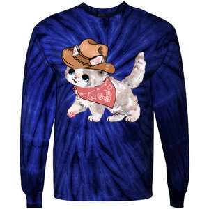 Cowboy Howdy Kitty Cute Cat Lover Western Trending Gift Idea Tie-Dye Long Sleeve Shirt