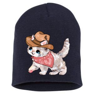 Cowboy Howdy Kitty Cute Cat Lover Western Trending Gift Idea Short Acrylic Beanie