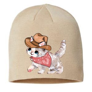 Cowboy Howdy Kitty Cute Cat Lover Western Trending Gift Idea Sustainable Beanie