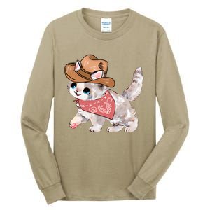 Cowboy Howdy Kitty Cute Cat Lover Western Trending Gift Idea Tall Long Sleeve T-Shirt