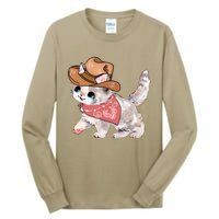 Cowboy Howdy Kitty Cute Cat Lover Western Trending Gift Idea Tall Long Sleeve T-Shirt