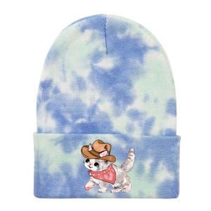 Cowboy Howdy Kitty Cute Cat Lover Western Trending Gift Idea Tie Dye 12in Knit Beanie