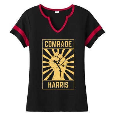 Comrade Harris Kamunism 2024 Communist Kamala Harris Ladies Halftime Notch Neck Tee