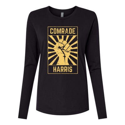 Comrade Harris Kamunism 2024 Communist Kamala Harris Womens Cotton Relaxed Long Sleeve T-Shirt