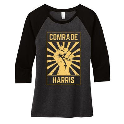 Comrade Harris Kamunism 2024 Communist Kamala Harris Women's Tri-Blend 3/4-Sleeve Raglan Shirt