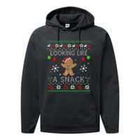 Chirstmas Holiday Looking Like A Snack Ugly Xmas Sweater  Performance Fleece Hoodie