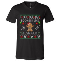 Chirstmas Holiday Looking Like A Snack Ugly Xmas Sweater  V-Neck T-Shirt