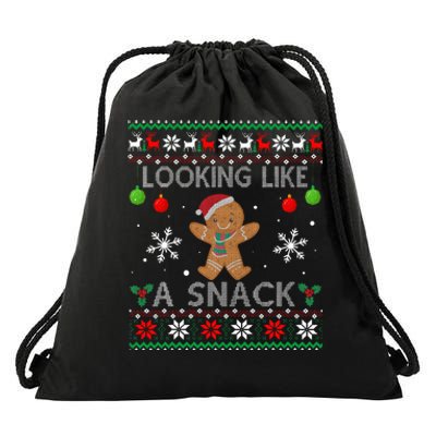 Chirstmas Holiday Looking Like A Snack Ugly Xmas Sweater  Drawstring Bag