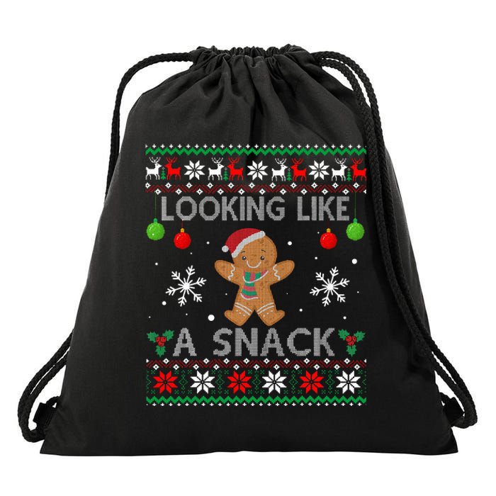 Chirstmas Holiday Looking Like A Snack Ugly Xmas Sweater  Drawstring Bag