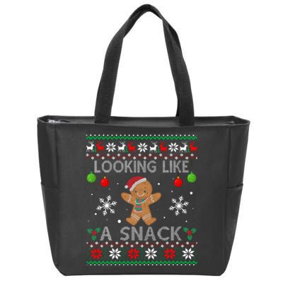 Chirstmas Holiday Looking Like A Snack Ugly Xmas Sweater  Zip Tote Bag