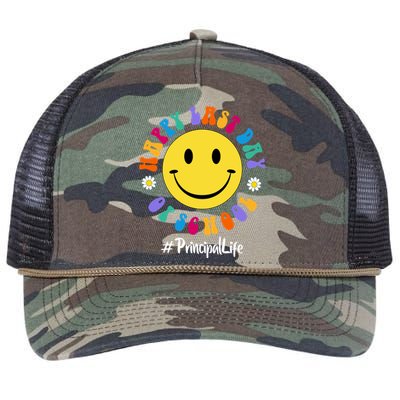 Cute Happy Last Day Of School Principal Life Pregiftk Preschool Gift Retro Rope Trucker Hat Cap