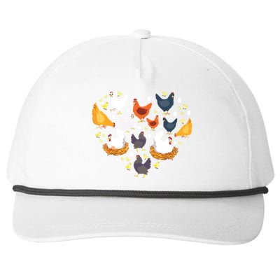 Chickens Heart Love Chicken Lady Women Men Kids Farmer Gift Snapback Five-Panel Rope Hat