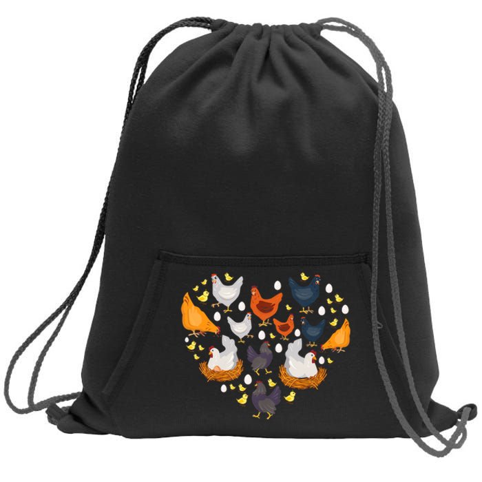 Chickens Heart Love Chicken Lady Farmer Gift Sweatshirt Cinch Pack Bag