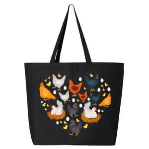 Chickens Heart Love Chicken Lady Farmer Gift 25L Jumbo Tote