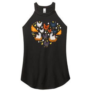 Chickens Heart Love Chicken Lady Farmer Gift Women's Perfect Tri Rocker Tank