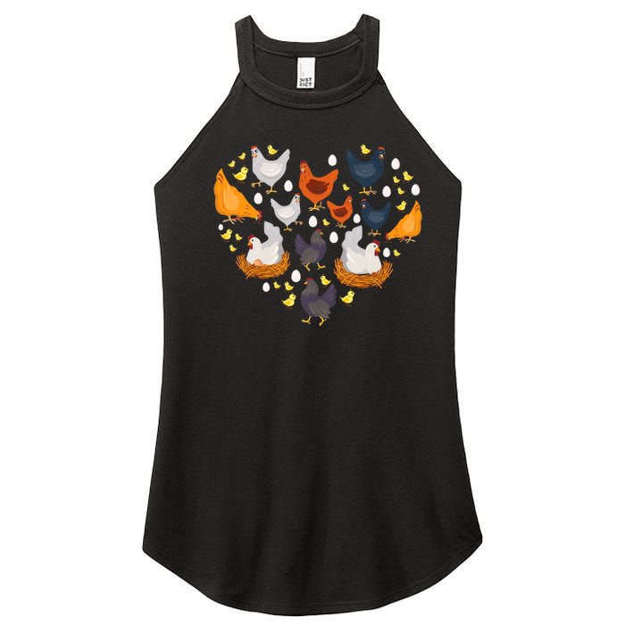 Chickens Heart Love Chicken Lady Farmer Gift Women's Perfect Tri Rocker Tank