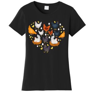 Chickens Heart Love Chicken Lady Farmer Gift Women's T-Shirt