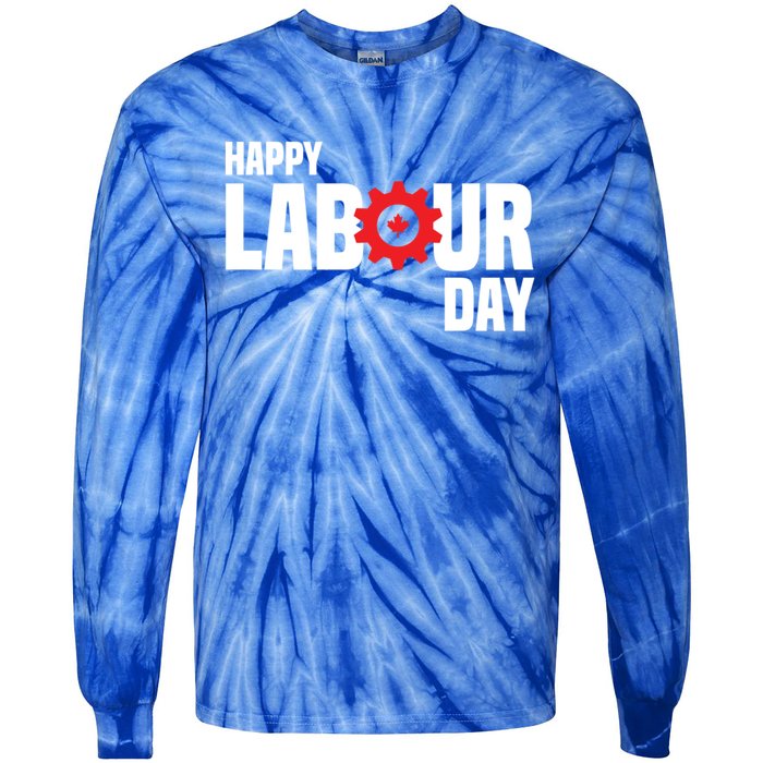 Canada Happy Labour Day Celebration Of Labor Day Laboring Gift Tie-Dye Long Sleeve Shirt