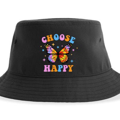 Choose Happy Letter Print Butterfly Women Inspirational Sustainable Bucket Hat