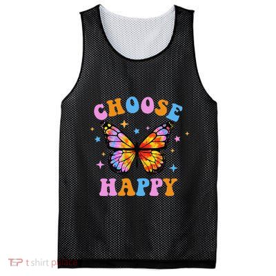 Choose Happy Letter Print Butterfly Women Inspirational Mesh Reversible Basketball Jersey Tank