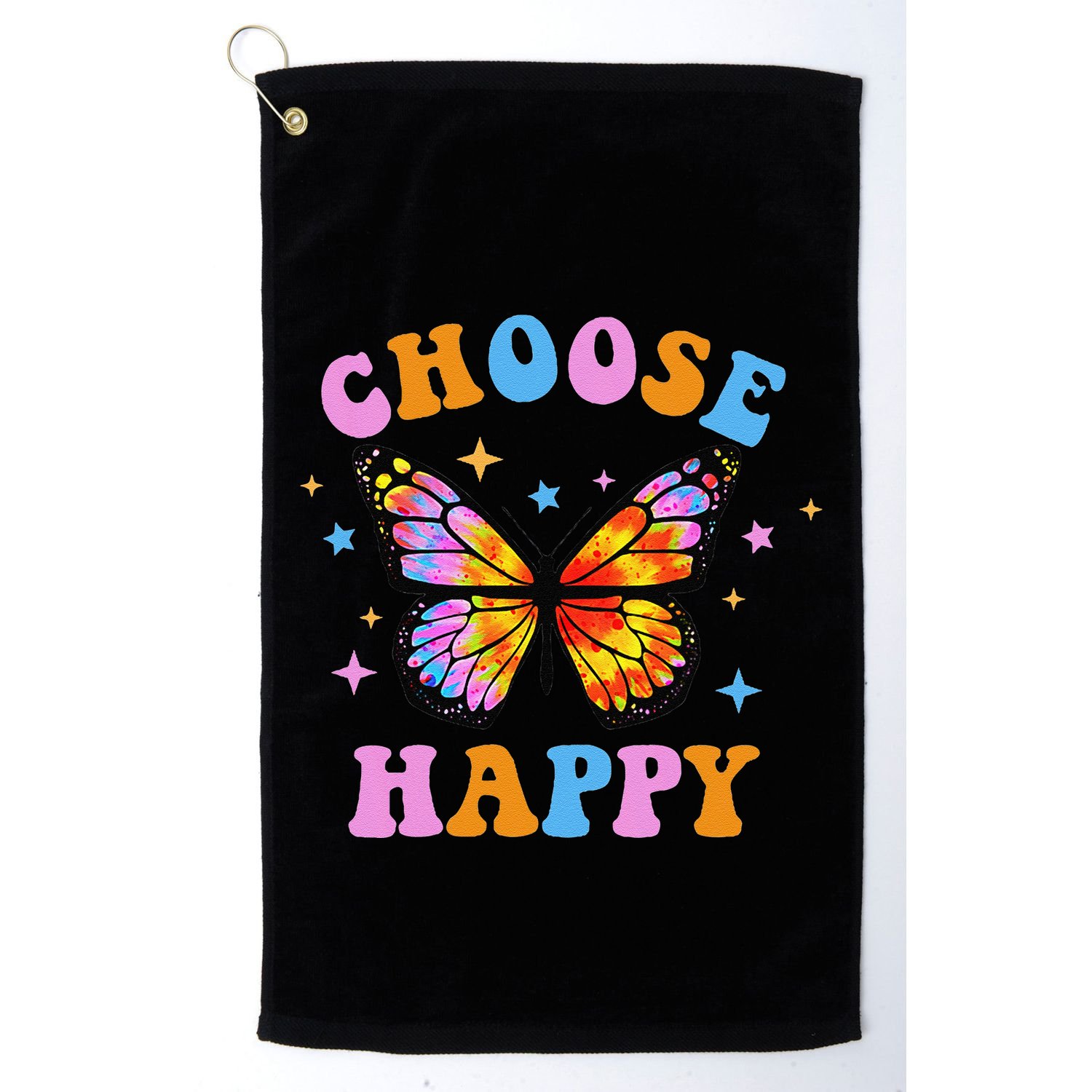 Choose Happy Letter Print Butterfly Women Inspirational Golf Towel
